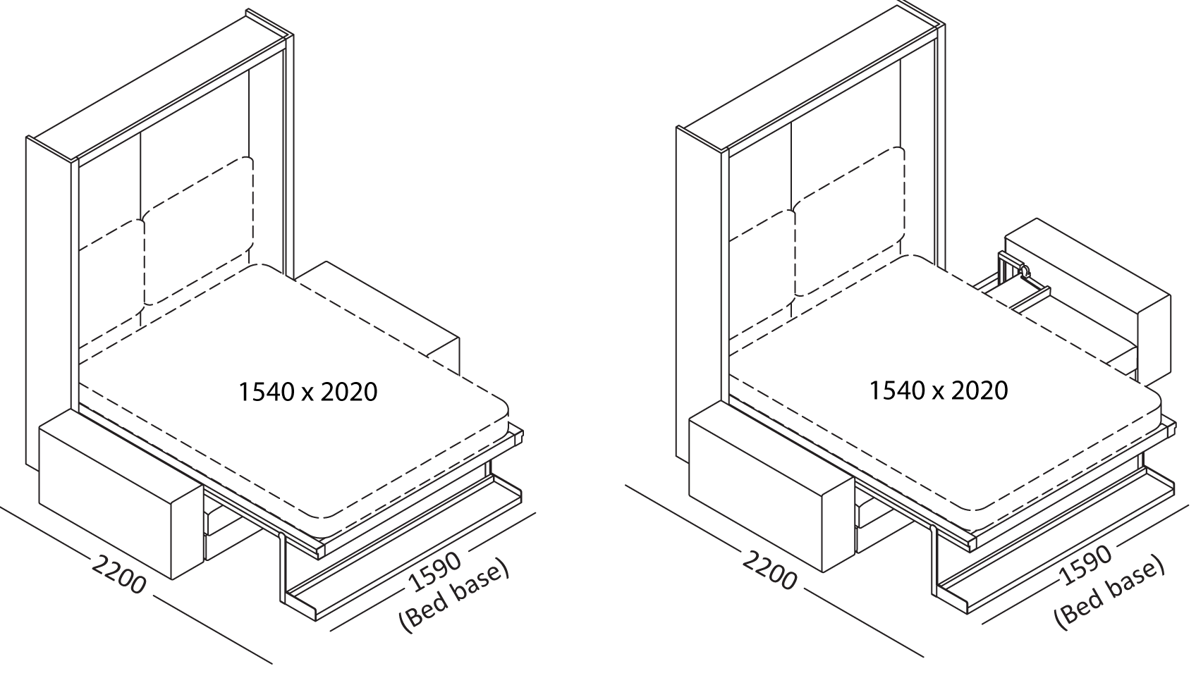 Opklapbed Tango Afmetingen 5 (2)